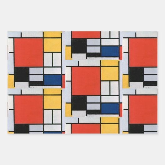 Mondrian Komposition Red Yellow Blue Black Geschenkpapier Set (Vorderseite 2)