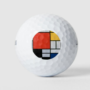 Mondrian Komposition Red Yellow Blue Black Golfball