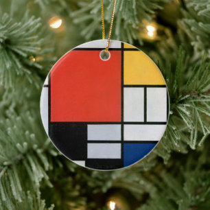 Mondrian Komposition Red Yellow Blue Black Keramik Ornament