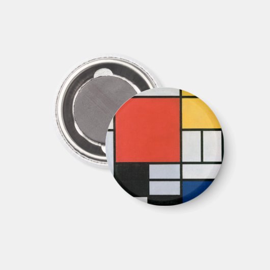 Mondrian Komposition Red Yellow Blue Black Magnet (Vorderseite/Rückseite)