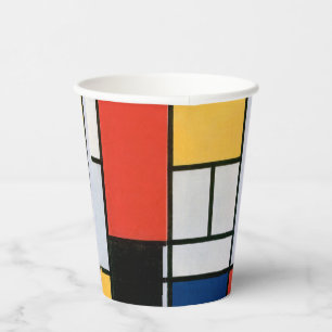 Mondrian Komposition Red Yellow Blue Black Pappbecher