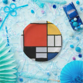 Mondrian Komposition Red Yellow Blue Black Pappteller (Party)