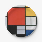 Mondrian Komposition Red Yellow Blue Black Pappteller (Vorderseite)