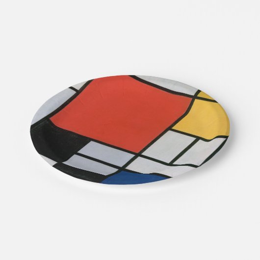 Mondrian Komposition Red Yellow Blue Black Pappteller (Schrägansicht)