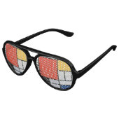 Mondrian Komposition Red Yellow Blue Black Partybrille (Schrägansicht)