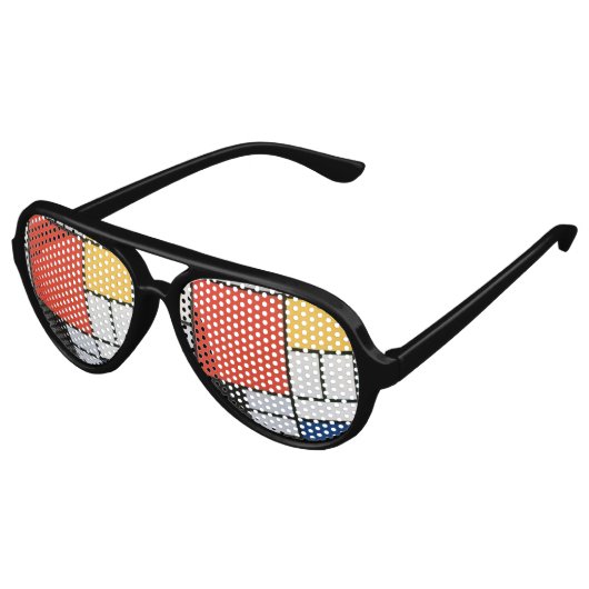 Mondrian Komposition Red Yellow Blue Black Partybrille (Schrägansicht)