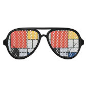Mondrian Komposition Red Yellow Blue Black Partybrille (Vorderseite)