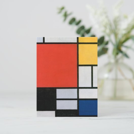 Mondrian Komposition Red Yellow Blue Black Postkarte (Stehend Vorderseite)