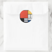 Mondrian Komposition Red Yellow Blue Black Runder Aufkleber (Tasche)