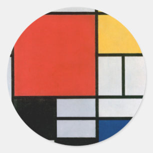 Mondrian Komposition Red Yellow Blue Black Runder Aufkleber