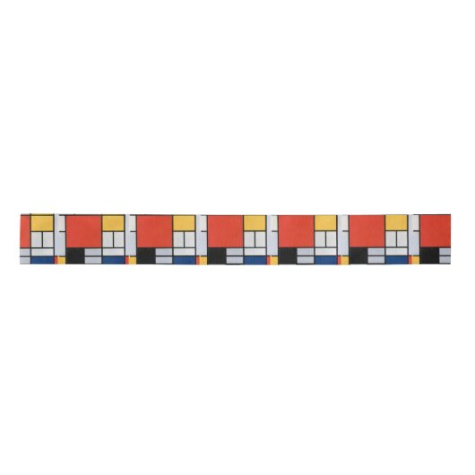 Mondrian Komposition Red Yellow Blue Black Satinband (Vorderseite)