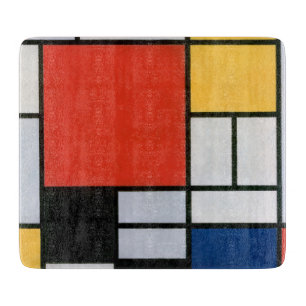 Mondrian Komposition Red Yellow Blue Black Schneidebrett