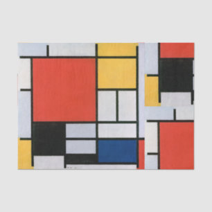 Mondrian Komposition Red Yellow Blue Black Seidenpapier
