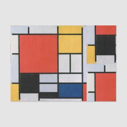 Mondrian Komposition Red Yellow Blue Black Seidenpapier (Vorderseite)