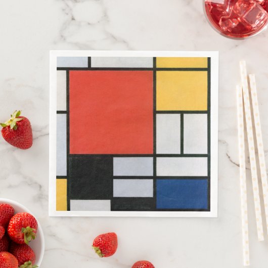 Mondrian Komposition Red Yellow Blue Black Serviette (Beispiel)