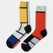 Mondrian Komposition Red Yellow Blue Black Socken (Linkes Detail)
