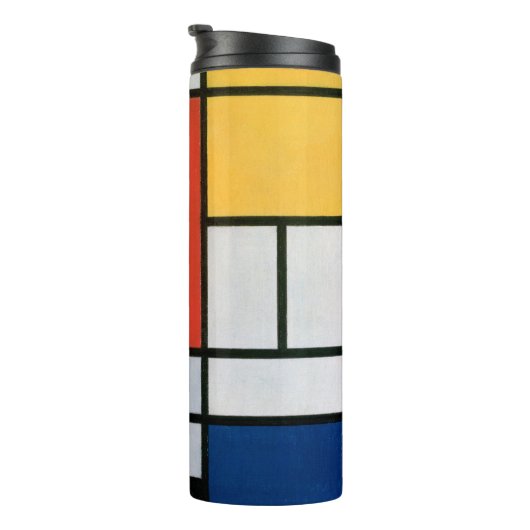 Mondrian Komposition Red Yellow Blue Black Thermosbecher (Nach rechts gedreht)