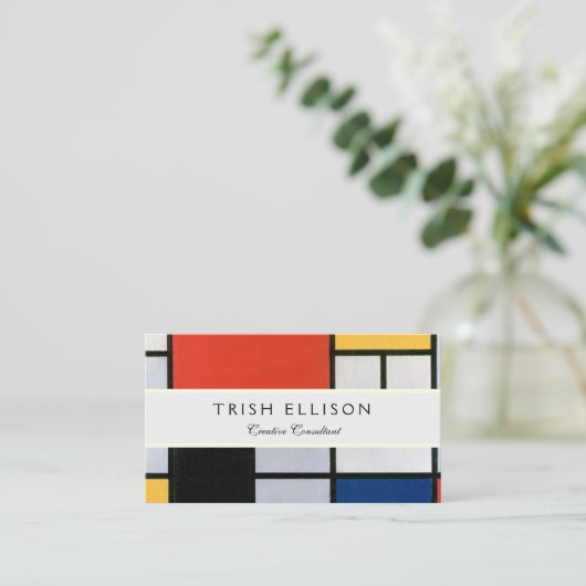Mondrian Komposition Red Yellow Blue Black Visitenkarte (Stehend Vorderseite)