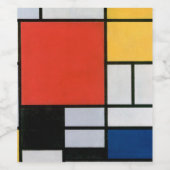 Mondrian Komposition Red Yellow Blue Black Weinetikett (Einzelnes Label)