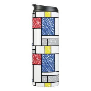 Mondrian Kritzeleien Minimalist De Stijl Moderne K Thermosbecher