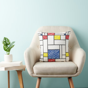 Mondrian Kritzeleien Minimalistischer De Stijl Mod Kissen