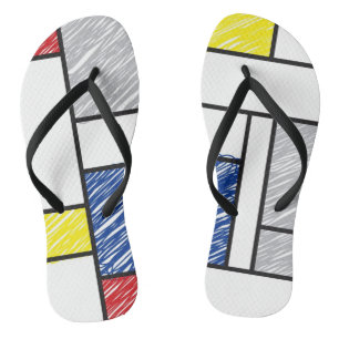 Mondrian Kritzeleien Minimalistischer De-Stijl-Sti Badesandalen
