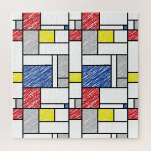 Mondrian Kritzeleien Minimalistischer De-Stijl-Sti Puzzle