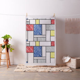 Mondrian Kritzeleien Minimalistischer De-Stijl-Sti Stoff