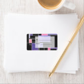 Mondrian Lila Pink Black Print Adressaufkleber (Insitu)