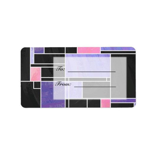 Mondrian Lila Pink Black Print Adressaufkleber (Vorne)