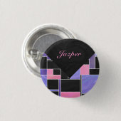 Mondrian Lila Pink Black Print Button (Vorne & Hinten)