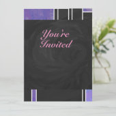 Mondrian Lila Pink Black Print Einladung (Stehend Vorderseite)