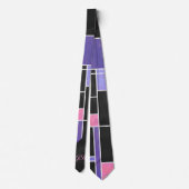 Mondrian Lila Pink Black Print Krawatte (Rückseite)