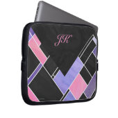 Mondrian Lila Pink Black Print Laptopschutzhülle (Vorne Rechts)