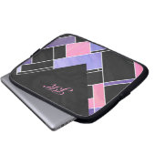 Mondrian Lila Pink Black Print Laptopschutzhülle (Vorne Knopf)