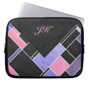 Mondrian Lila Pink Black Print Laptopschutzhülle
