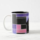 Mondrian Lila Pink Black Print Zweifarbige Tasse (Links)