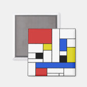 Mondrian Lines 2 Inch Square Magnet (Vorderseite/Rückseite)