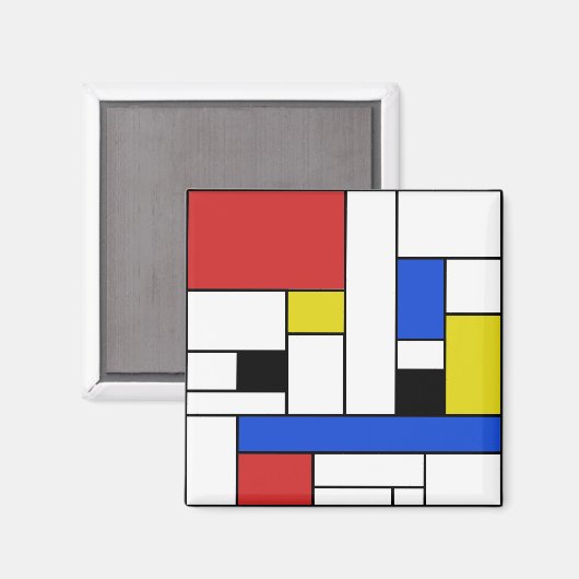 Mondrian Lines 2 Inch Square Magnet (Vorderseite/Rückseite)
