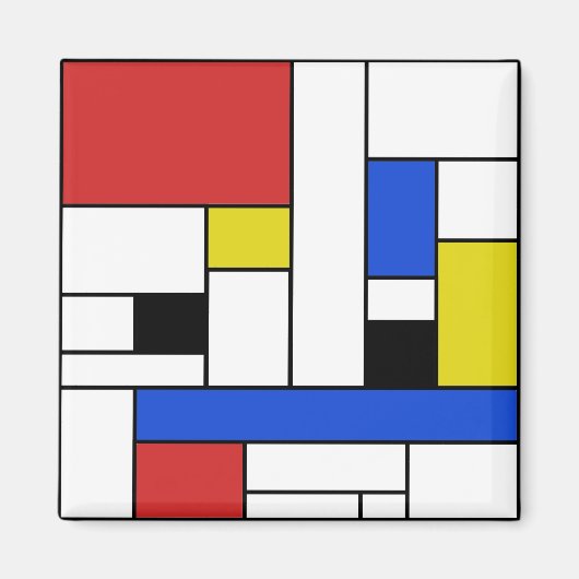 Mondrian Lines 2 Inch Square Magnet (Vorne)