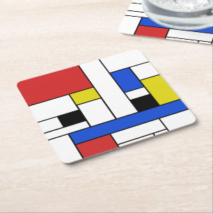 Mondrian Linien Quadrat Untersetzer