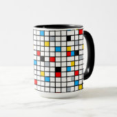 Mondrian Mania Retro Tasse (VorderseiteRechts)