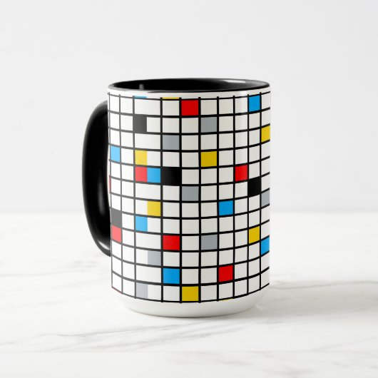 Mondrian Mania Retro Tasse (Vorderseite Links)