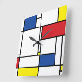 Mondrian Minimalist Geometric De Stijl Modern Art Quadratische Wanduhr (Winkel)