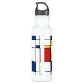 Mondrian Minimalistisch Abstrakt Art Primärfarben Edelstahlflasche (Rückseite)