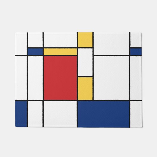 Mondrian Minimalistisch Abstrakt Art Primärfarben Fußmatte (Vorderseite)