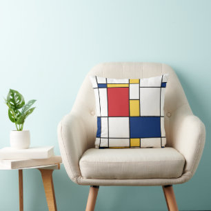 Mondrian Minimalistisch Abstrakt Art Primärfarben Kissen