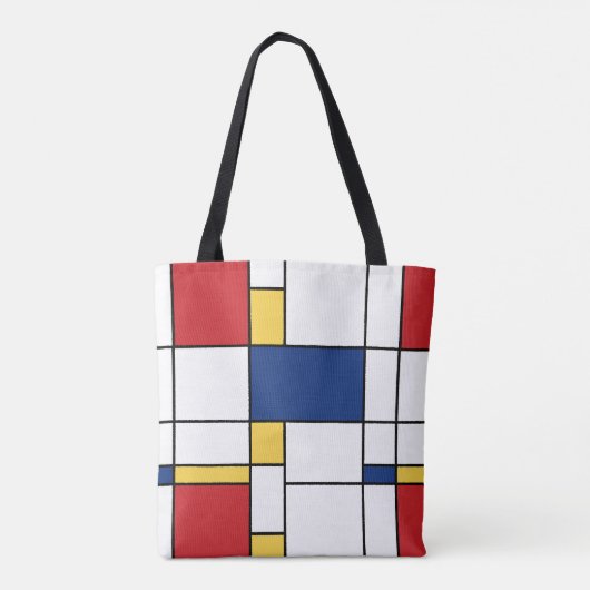 Mondrian Minimalistisch Abstrakt Art Red Blue Yell Tasche (Rückseite)