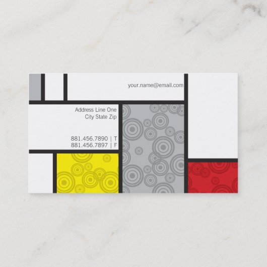 Mondrian Minimalistisch De Stijl Art Retro Circles Visitenkarte (Rückseite)