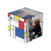 Mondrian Minimalistisch De Stijl Geo Foto Moderne  Würfel (Rückseite Schrägansicht)